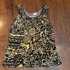 Carol Rose Black and Yellow Floral Tank Top